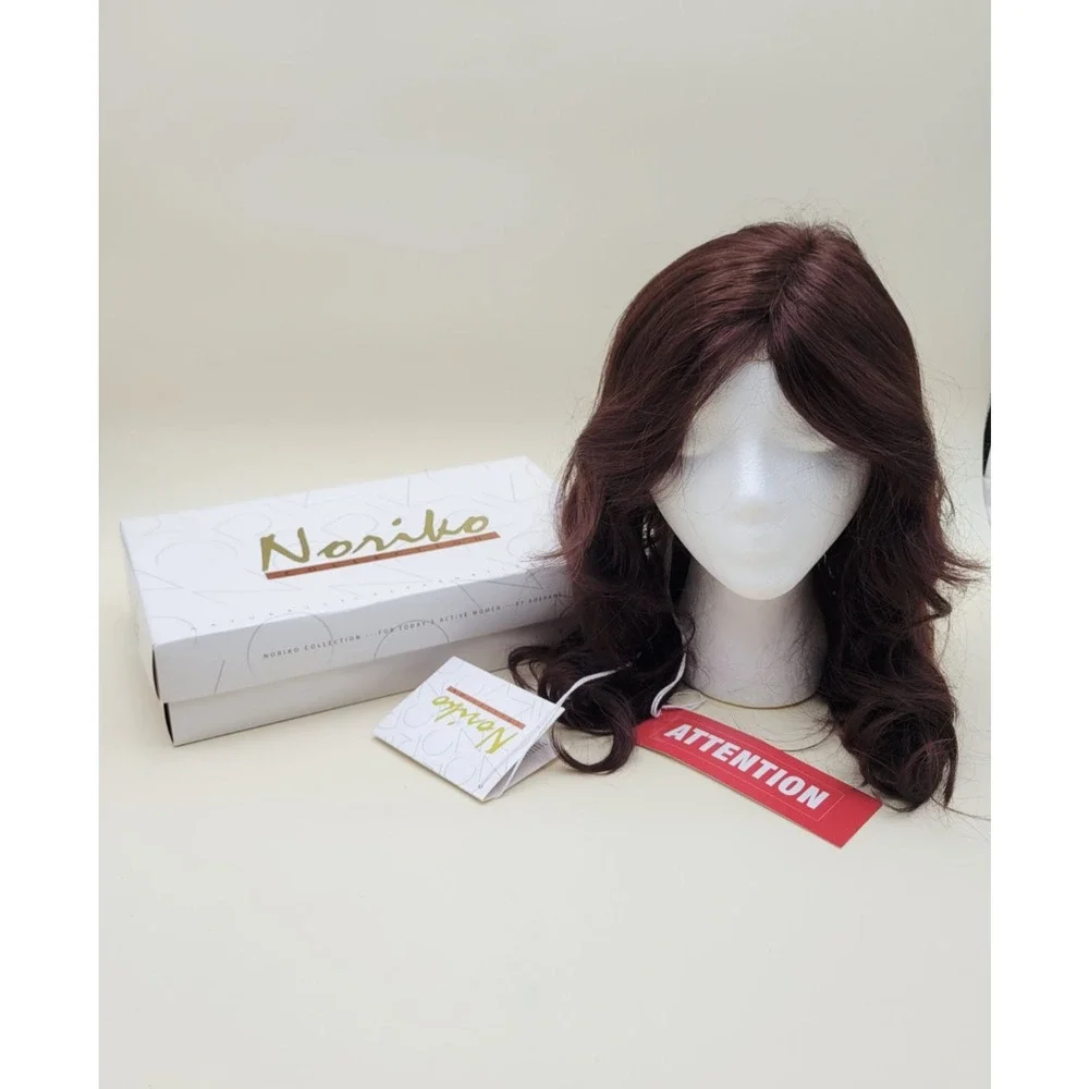 Noriko Jaden Wig Mulberry Brown Long Wavy Synthetic Hair Side Bangs 1707N NIB